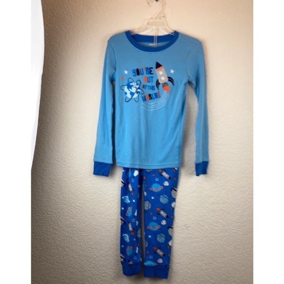 Gymboree New Blue Rocket Theme 2pc Pajama Set - Picture 1 of 6